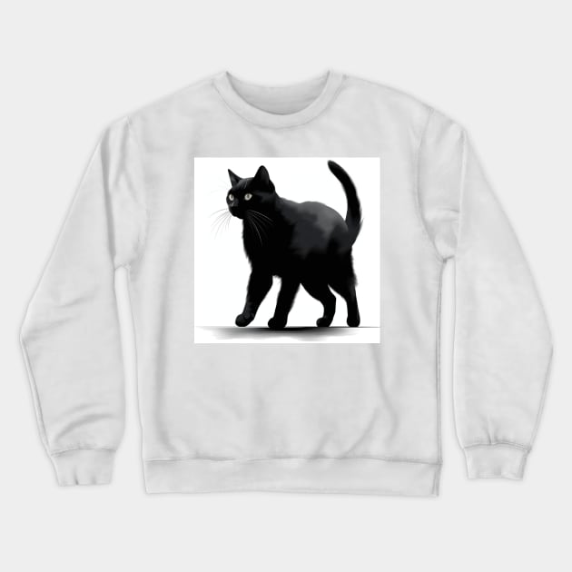 Black Cat On The Prowl Crewneck Sweatshirt by LB35Y5